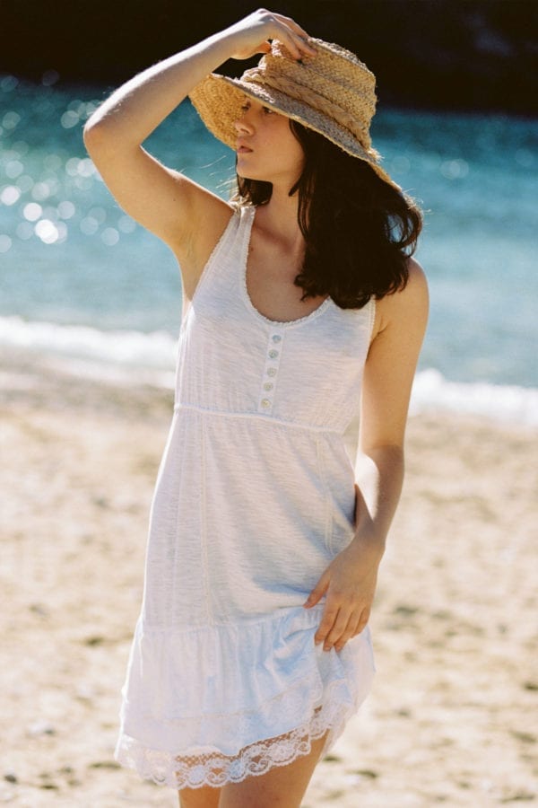 Sleeveless Short Dress Beachy - White