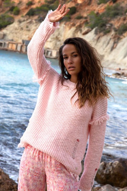 Chunky Knitted Jumper Damaged – Pink