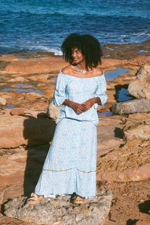 Long Skirt Aqua Beach – Blue
