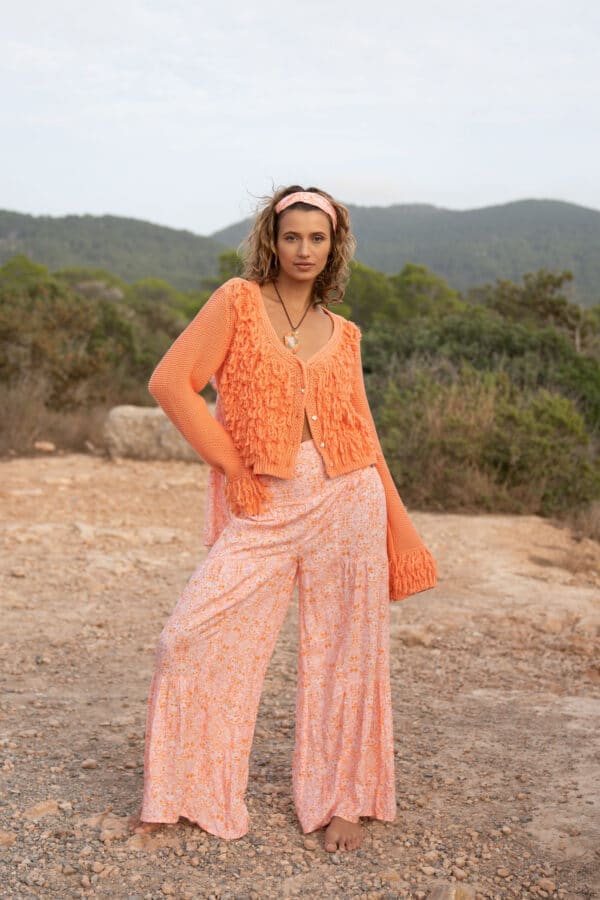 Knitted Fringed Cardigan Besso Summer – Orange