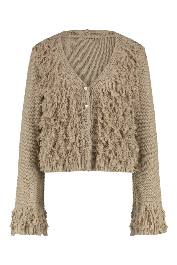 Knitted Fringed Cardigan Besso Summer – Brown