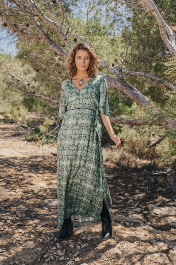 Maxi Dress Forest Leaves – Green
